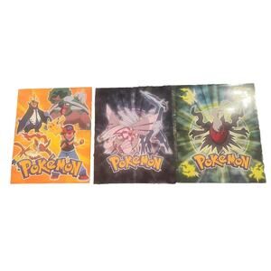 3 VTG New Pokemon Pikachu Darkrai & More Paper 3 Ring Folder Pokémon Lot Binder